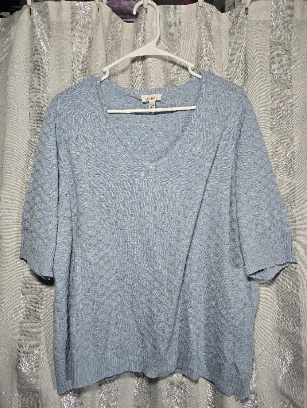 Light Blue V-Neck Knit Sweater